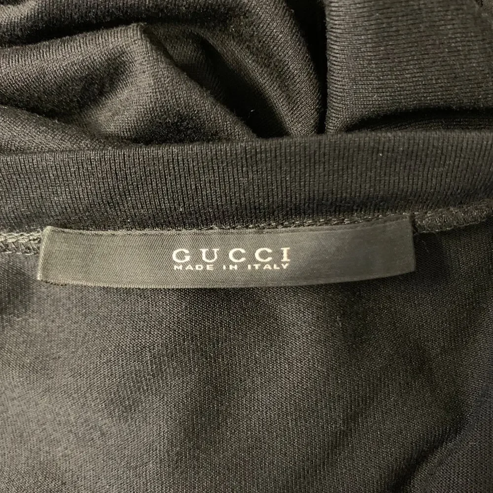 GUCCI Size One Size Black Studded Silk Crew Neck T Shirt